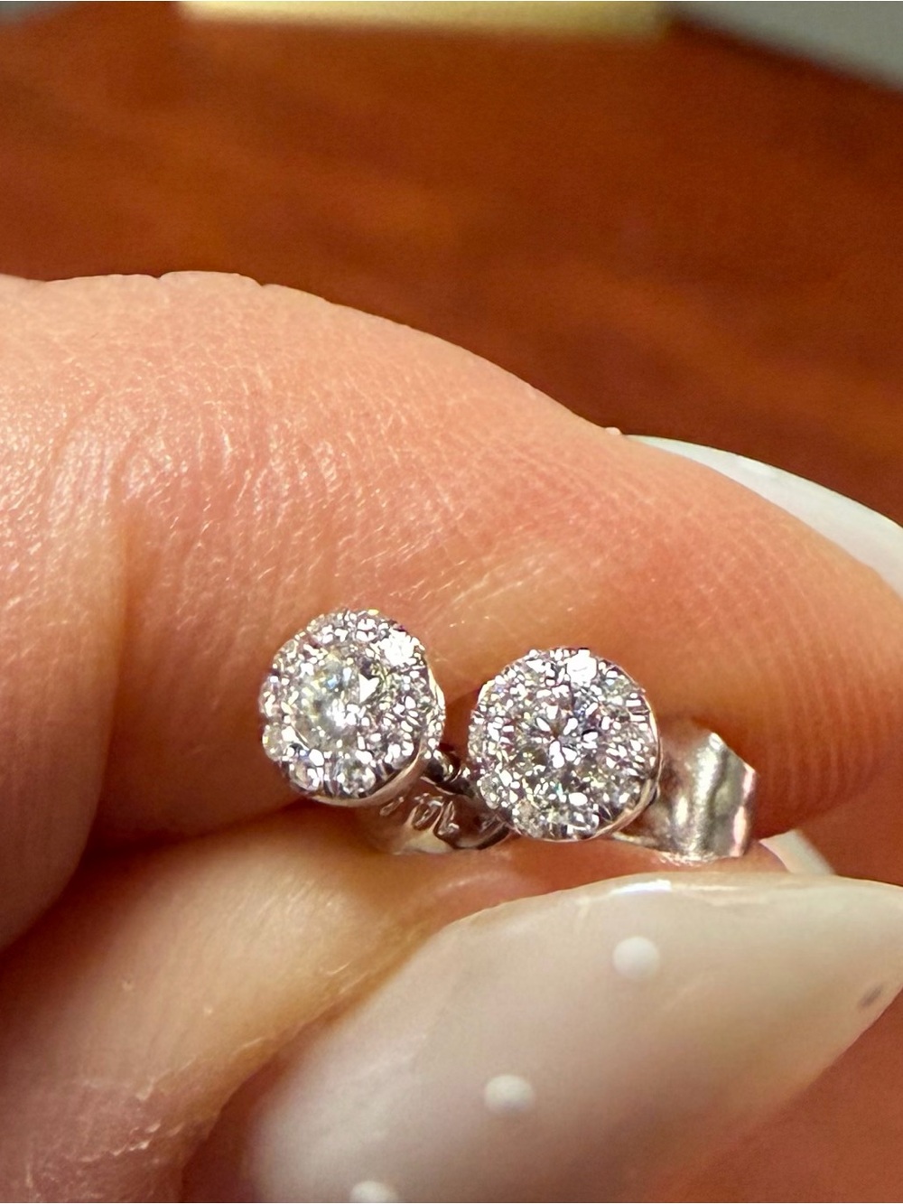 Sterling Silver Small Diamond Halo Stud Earrings